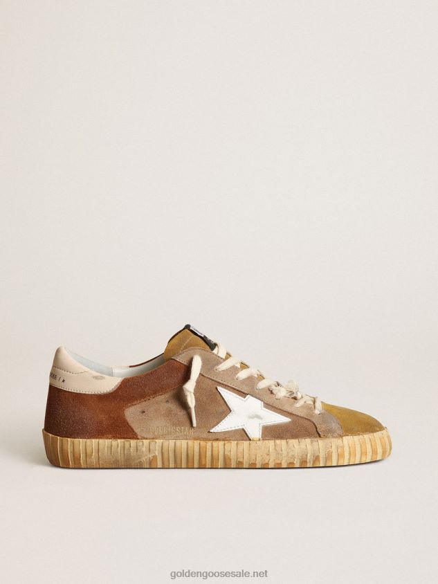Super-Star sneakers in tobacco and brown suede with white leather star FN20N543 Men Golden Goose