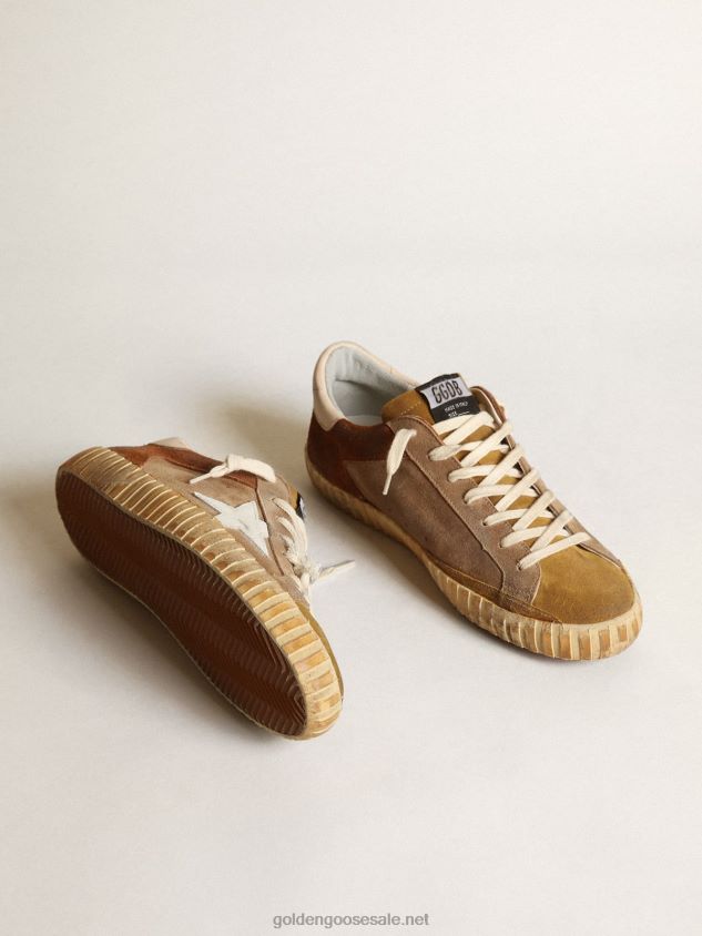 Super-Star sneakers in tobacco and brown suede with white leather star FN20N543 Men Golden Goose
