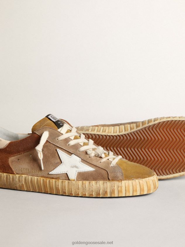 Super-Star sneakers in tobacco and brown suede with white leather star FN20N543 Men Golden Goose