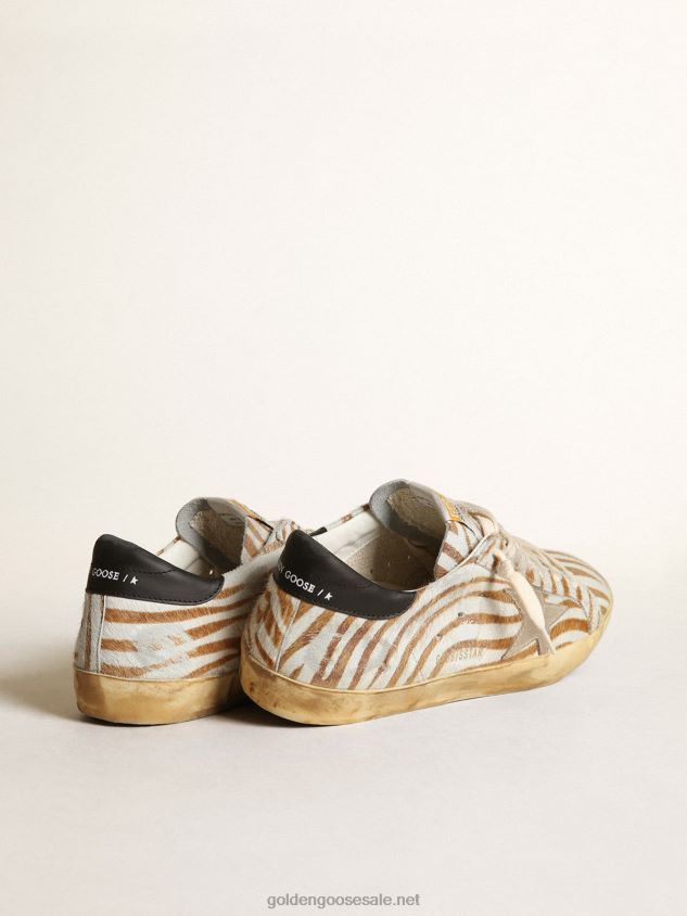 Super-Star sneakers in zebra-print pony skin with dove-gray suede star FN20N536 Men Golden Goose
