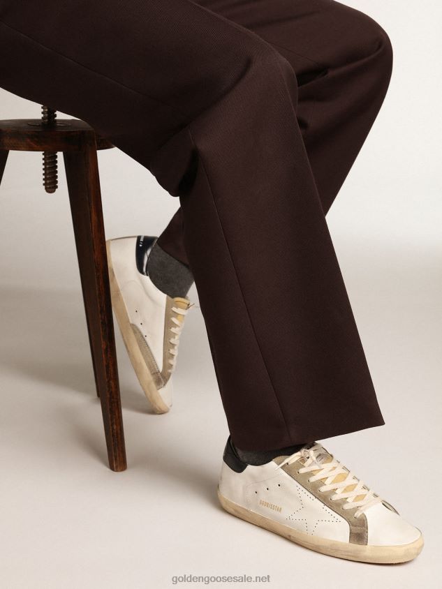 Super-Star sneakers with perforated star and glossy midnight-blue leather heel tab FN20N651 Men Golden Goose