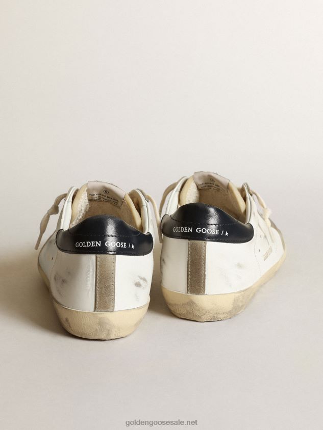 Super-Star sneakers with perforated star and glossy midnight-blue leather heel tab FN20N651 Men Golden Goose
