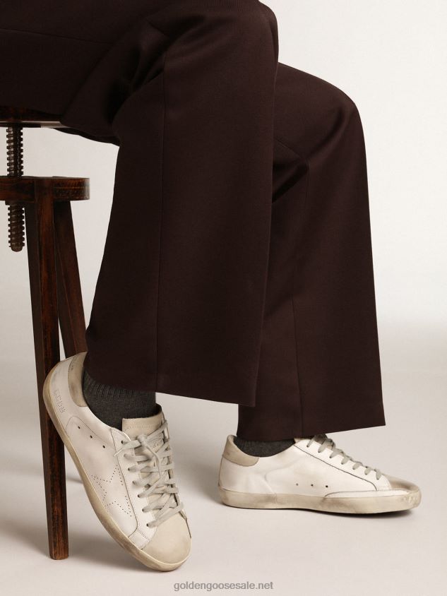 Super-Star sneakers with perforated star and ice-gray nubuck heel tab FN20N512 Men Golden Goose