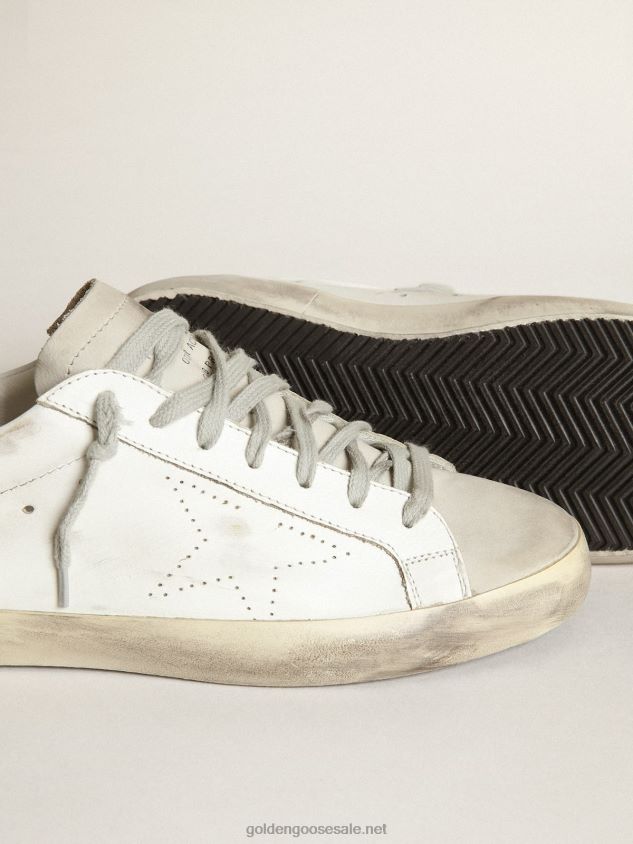 Super-Star sneakers with perforated star and ice-gray nubuck heel tab FN20N512 Men Golden Goose