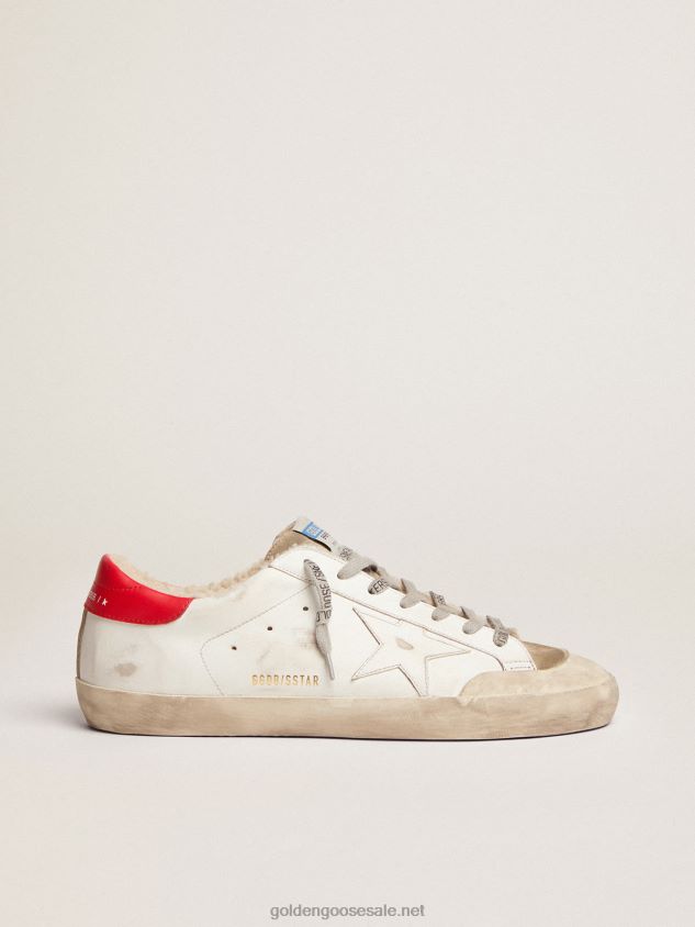 Super-Star sneakers with red leather heel tab and shearling lining FN20N591 Men Golden Goose