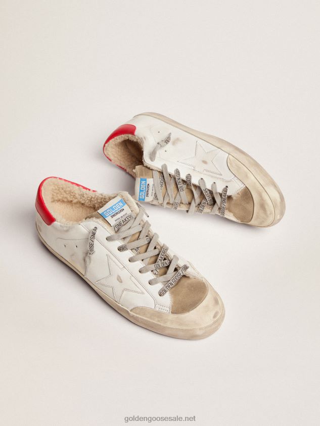 Super-Star sneakers with red leather heel tab and shearling lining FN20N591 Men Golden Goose
