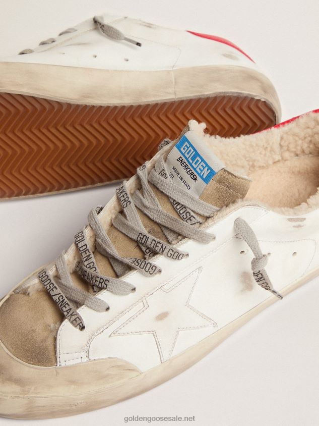 Super-Star sneakers with red leather heel tab and shearling lining FN20N591 Men Golden Goose