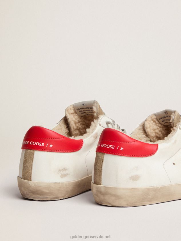 Super-Star sneakers with red leather heel tab and shearling lining FN20N591 Men Golden Goose