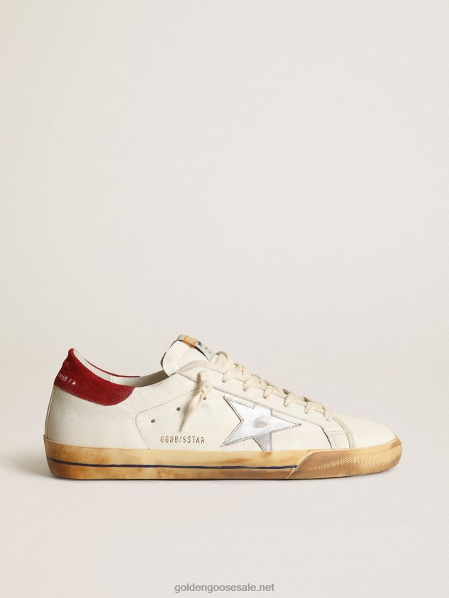 Super-Star sneakers with silver metallic leather star and red suede heel tab FN20N531 Men Golden Goose