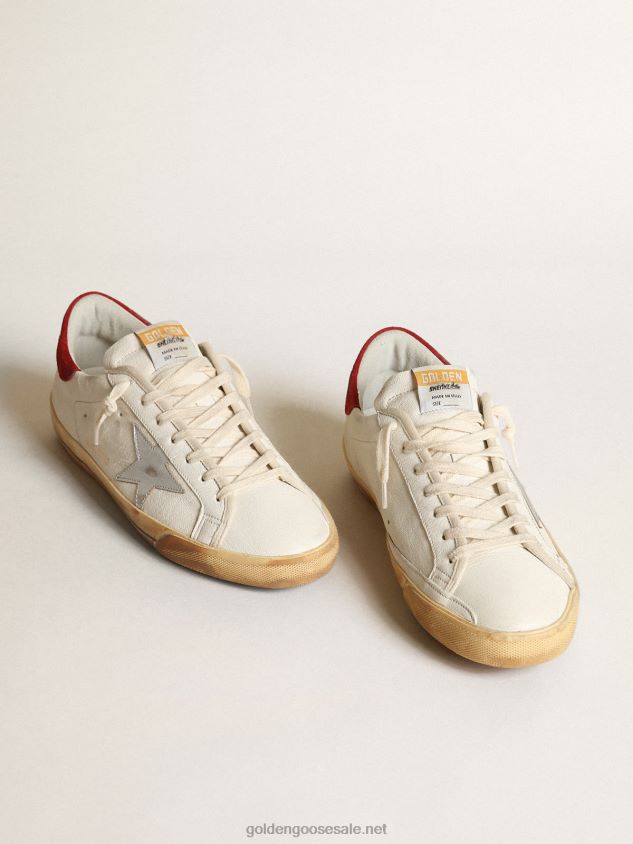 Super-Star sneakers with silver metallic leather star and red suede heel tab FN20N531 Men Golden Goose
