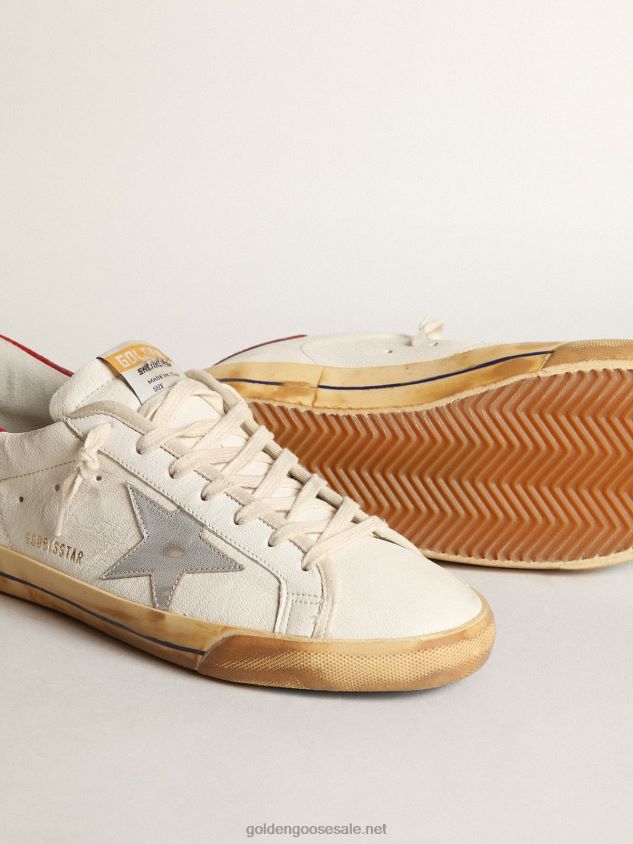 Super-Star sneakers with silver metallic leather star and red suede heel tab FN20N531 Men Golden Goose