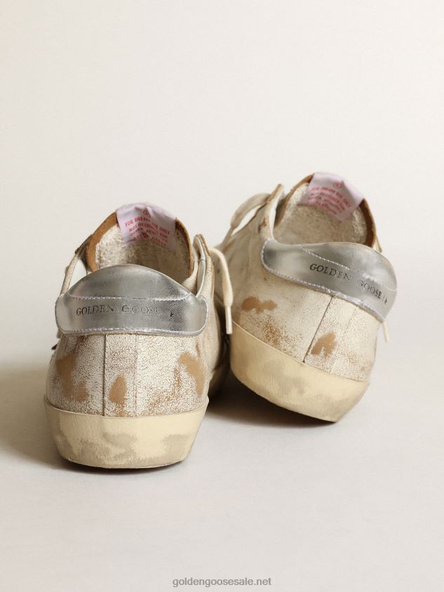 Super-Star sneakers with smoky light-blue leather star and silver metallic leather heel tab FN20N522 Men Golden Goose