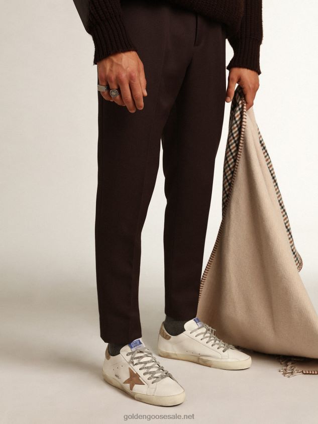 Super-Star with a tobacco suede star and beige heel tab FN20N682 Men Golden Goose