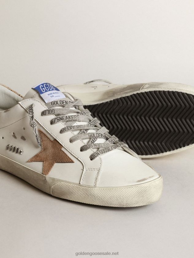 Super-Star with a tobacco suede star and beige heel tab FN20N682 Men Golden Goose