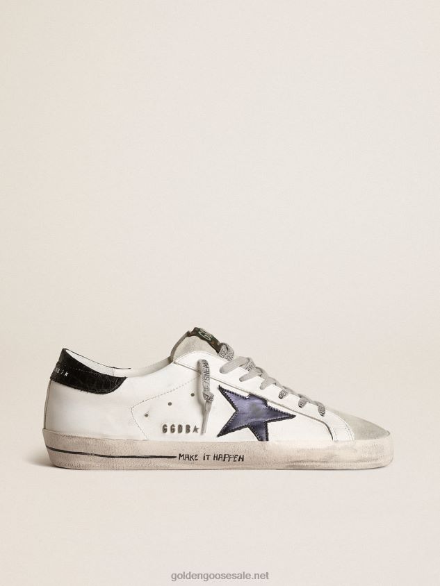 Super-Star with blue metallic leather star and black heel tab FN20N665 Men Golden Goose