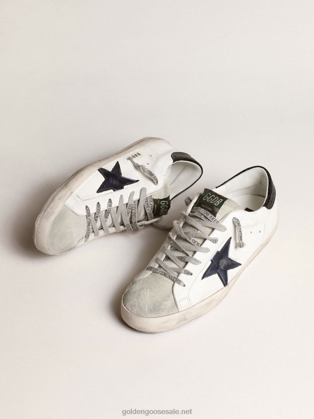 Super-Star with blue metallic leather star and black heel tab FN20N665 Men Golden Goose