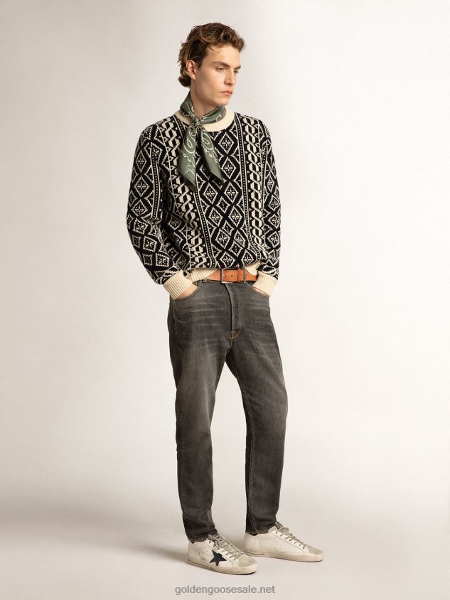 Super-Star with blue metallic leather star and black heel tab FN20N665 Men Golden Goose