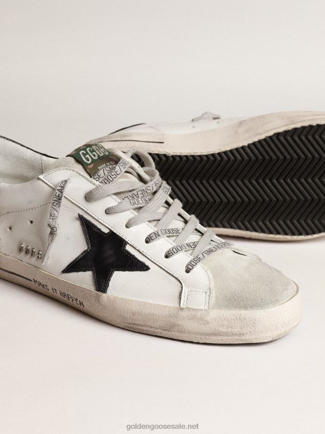 Super-Star with blue metallic leather star and black heel tab FN20N665 Men Golden Goose