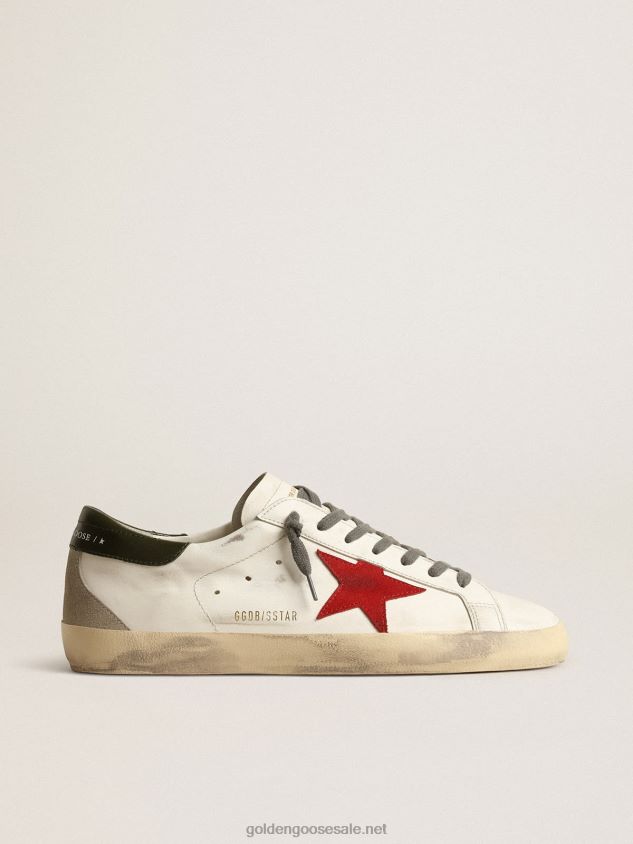 Super-Star with red suede star and green leather heel tab FN20N648 Men Golden Goose