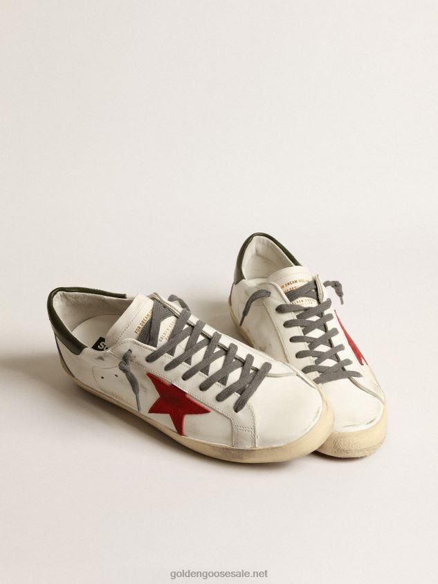 Super-Star with red suede star and green leather heel tab FN20N648 Men Golden Goose