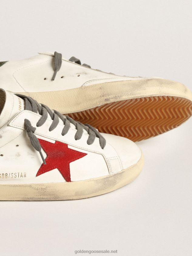 Super-Star with red suede star and green leather heel tab FN20N648 Men Golden Goose
