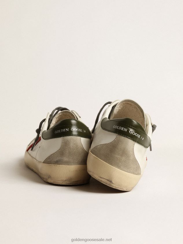 Super-Star with red suede star and green leather heel tab FN20N648 Men Golden Goose