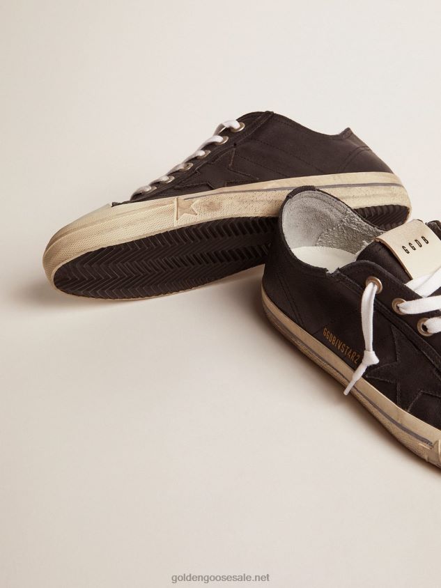 V-Star in black leather with a black leather star FN20N655 Men Golden Goose