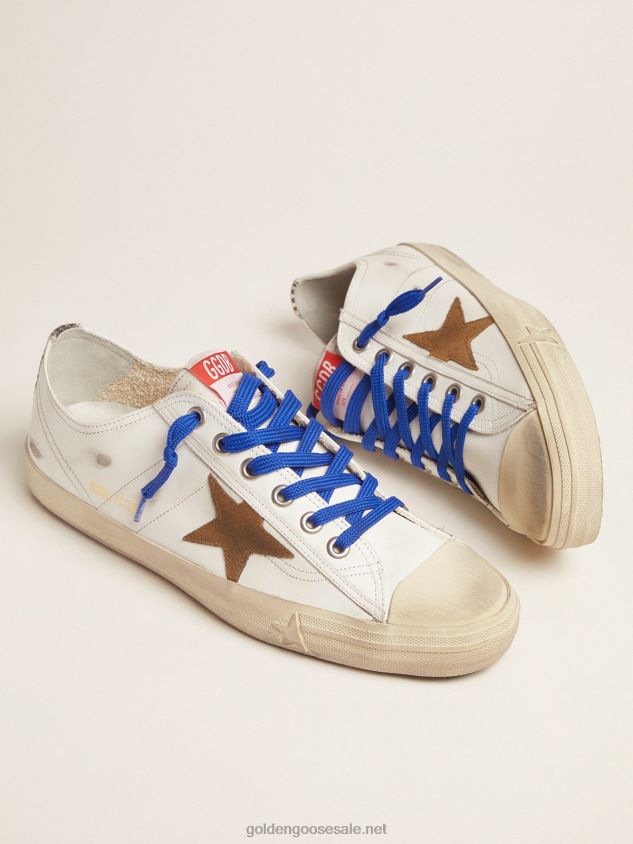 V-Star sneakers LTD with snake-print vertical strip and blue laces FN20N578 Men Golden Goose
