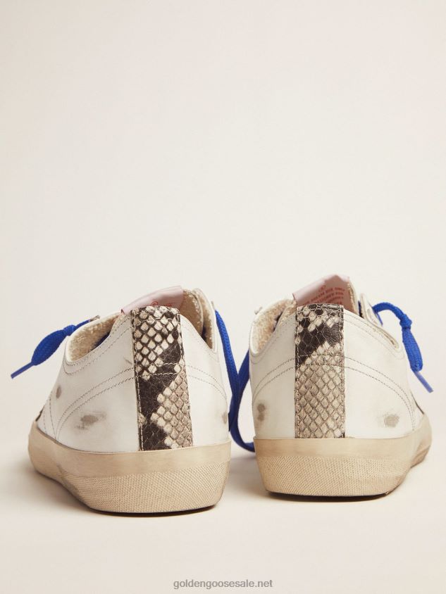 V-Star sneakers LTD with snake-print vertical strip and blue laces FN20N578 Men Golden Goose