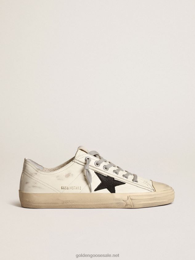 V-Star sneakers in off-white nappa leather with black nubuck star FN20N668 Men Golden Goose