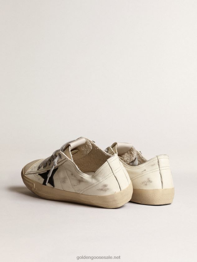 V-Star sneakers in off-white nappa leather with black nubuck star FN20N668 Men Golden Goose