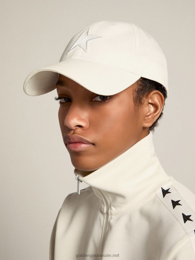 Papyrus white baseball cap with star FN20N379 Women Golden Goose