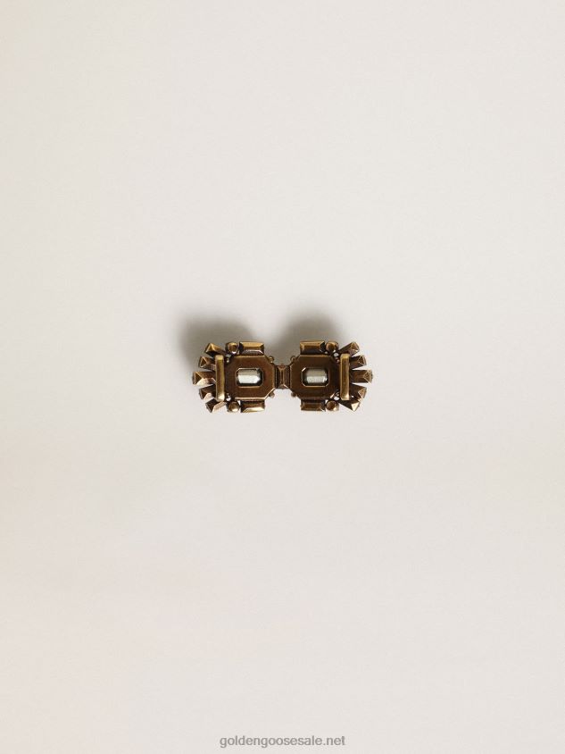 Deco Jewelmates Collection lace accessory in old gold color with square and baguette-shaped crystals FN20N397 Women Golden Goose