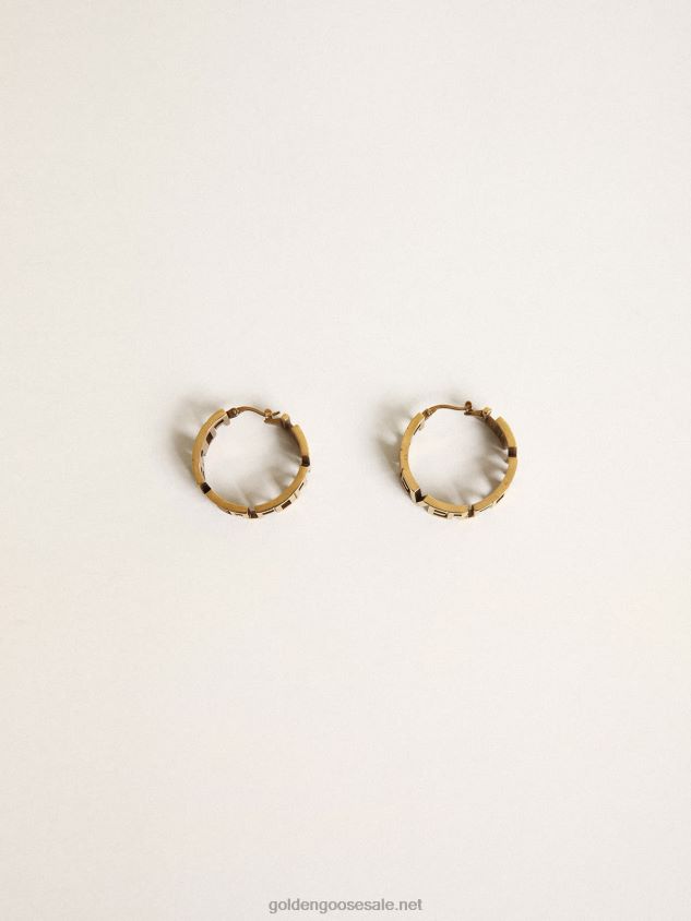 Hoop earrings in old gold color with Forever For You lettering FN20N352 Women Golden Goose