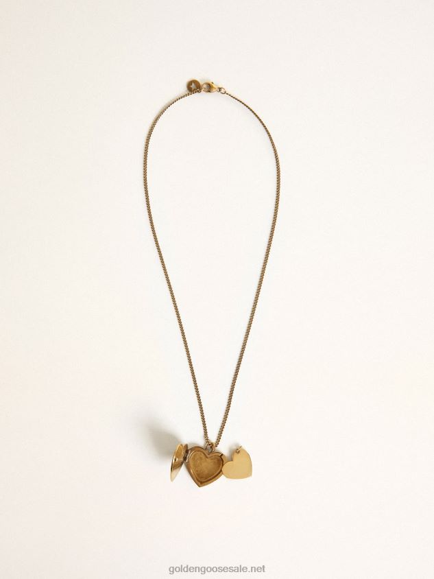 Necklace in old gold color with heart charms FN20N351 Women Golden Goose