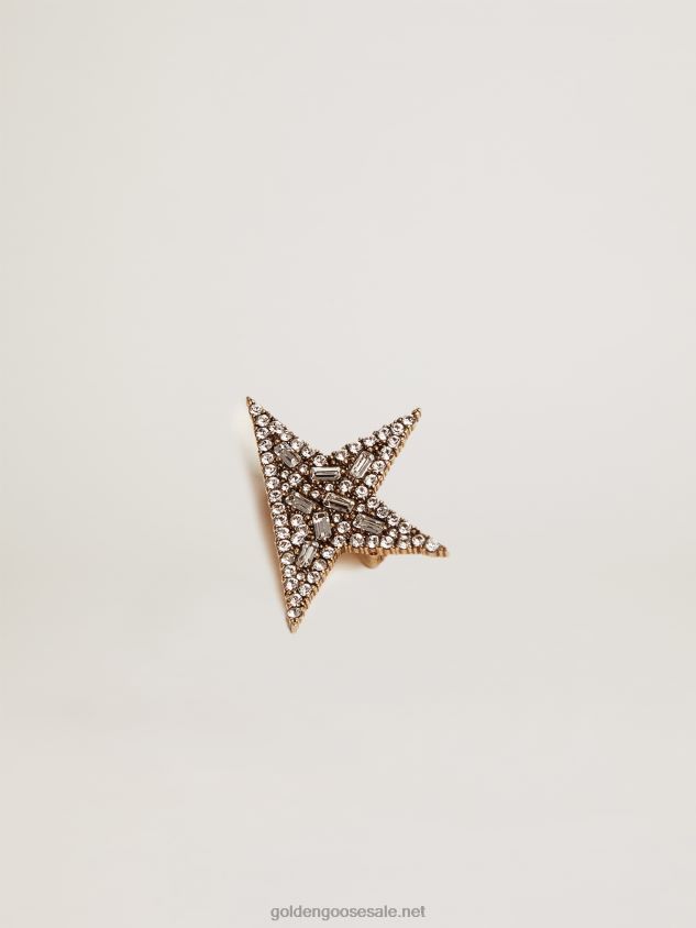 Star Jewelmates Collection brooch in old gold color with decorative crystals FN20N402 Women Golden Goose