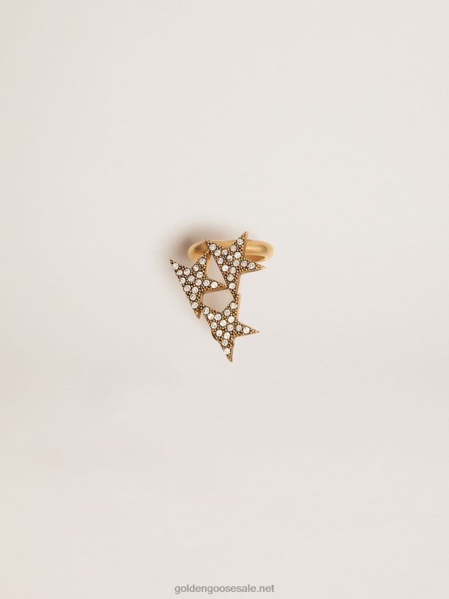 Star Jewelmates Collection ear cuff single drop earring in old gold color with decorative crystals FN20N399 Women Golden Goose