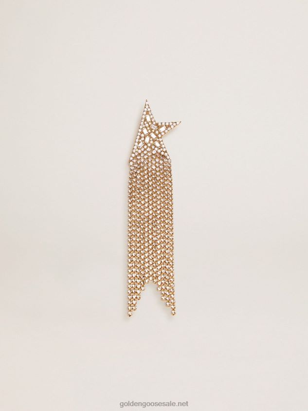 Star Jewelmates Collection single drop earring in old gold color with decorative crystals FN20N291 Women Golden Goose