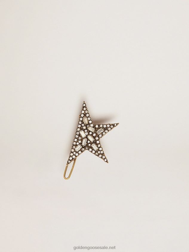 Star-shaped lace lock in old gold color with decorative crystals FN20N395 Women Golden Goose