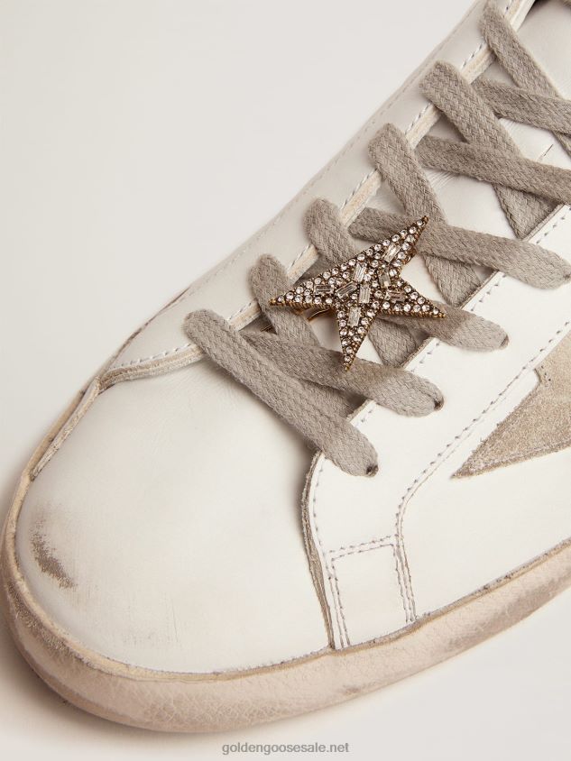 Star-shaped lace lock in old gold color with decorative crystals FN20N395 Women Golden Goose