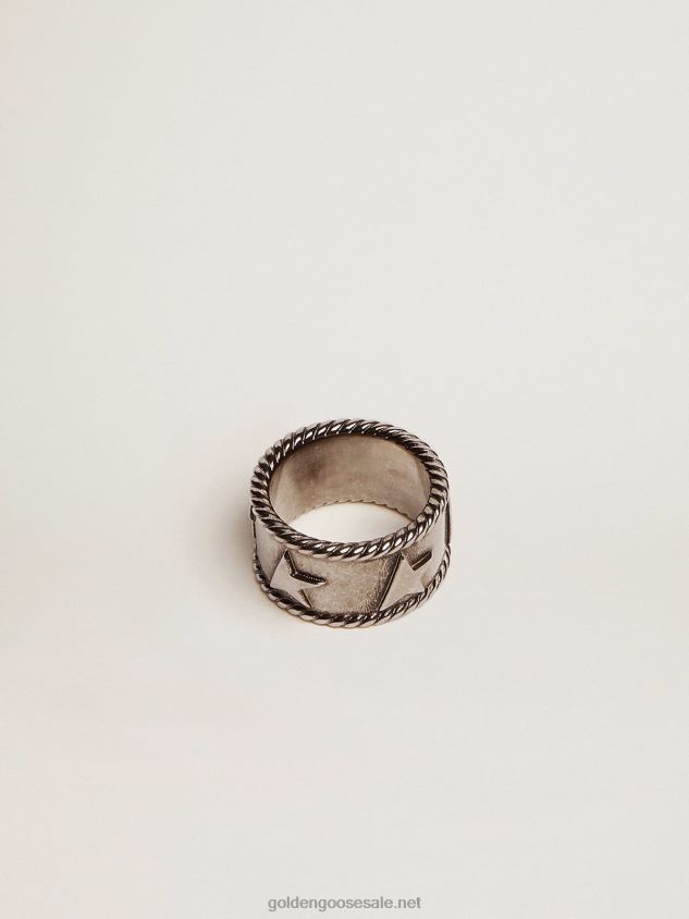 Timeless Jewelmates Collection band ring in antique silver color FN20N322 Women Golden Goose