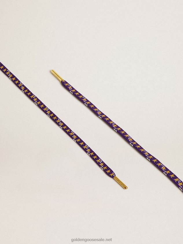 Purple laces with decorations and contrasting gold stars FN20N415 Women Golden Goose