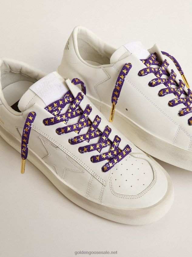 Purple laces with decorations and contrasting gold stars FN20N415 Women Golden Goose
