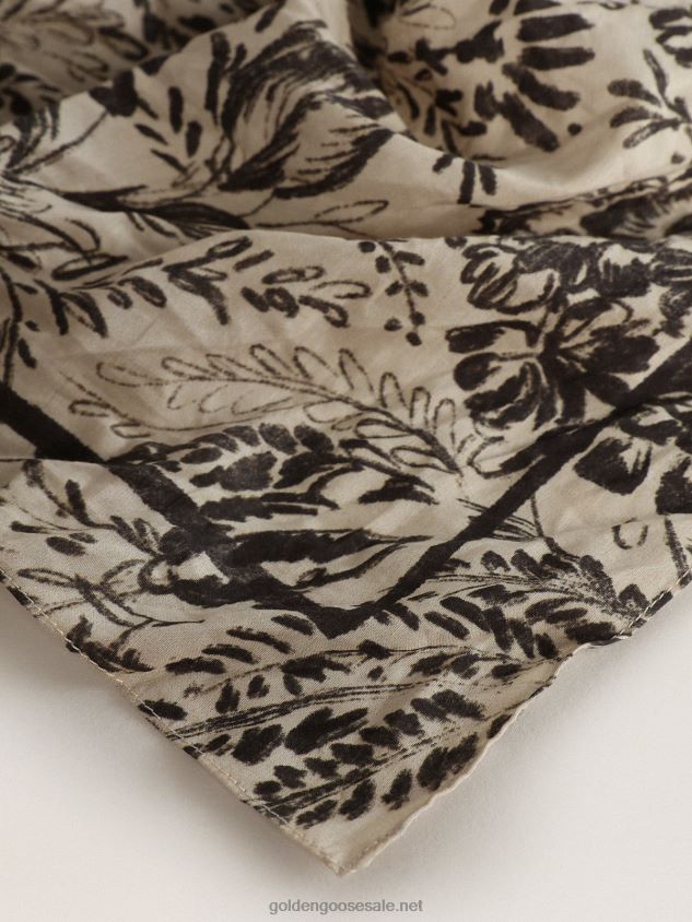 Bone-white scarf with contrasting toile de jouy pattern FN20N355 Women Golden Goose