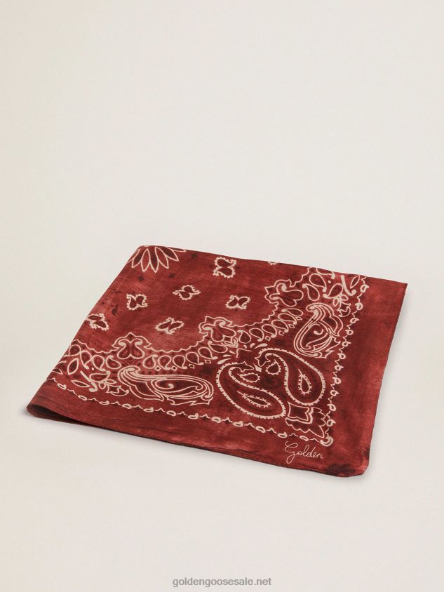 Burgundy scarf with paisley pattern FN20N412 Women Golden Goose