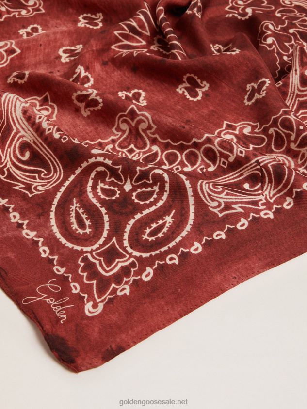 Burgundy scarf with paisley pattern FN20N412 Women Golden Goose