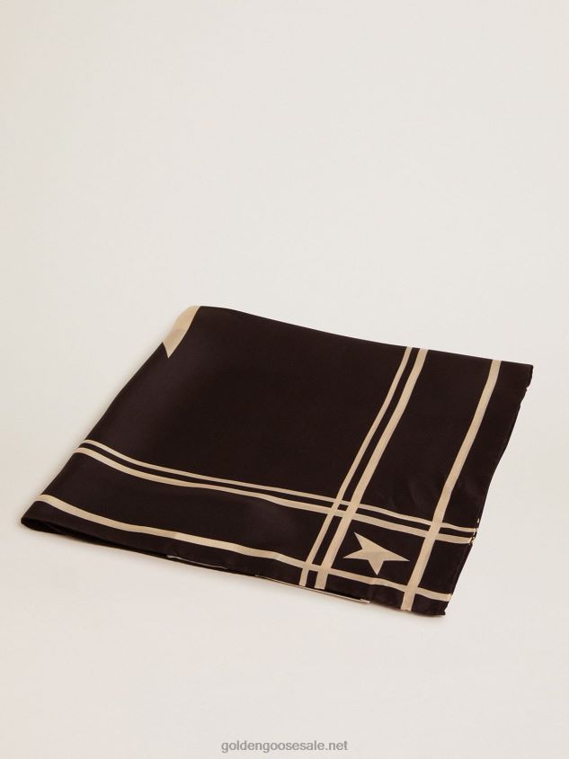 Collection scarf in black with contrasting white stars and stripes FN20N301 Women Golden Goose