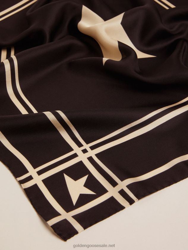 Collection scarf in black with contrasting white stars and stripes FN20N301 Women Golden Goose