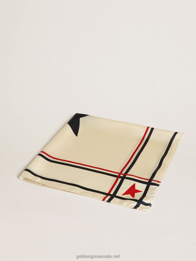 Collection scarf in white with contrasting color stars and stripes FN20N307 Women Golden Goose