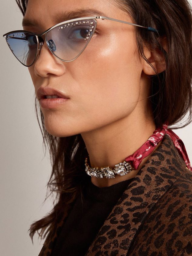 Deco Jewelmates Collection choker necklace in old gold color with crystals and printed scarf FN20N405 Women Golden Goose